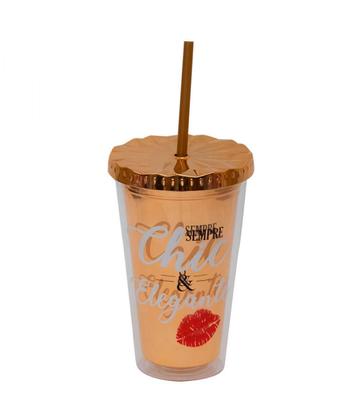 Imagem de Copo Canudo Marrom Chic E Elegante 450Ml - Projeto Kiwi