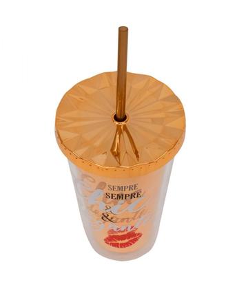 Imagem de Copo Canudo Marrom Chic E Elegante 450Ml - Projeto Kiwi