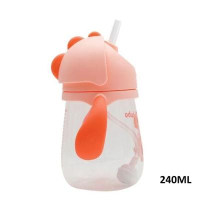 Imagem de Copo com Alça e Canudo para Bebê 240ML Dinossauro Rosa