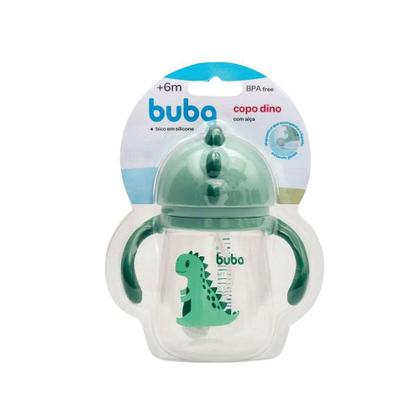 Imagem de Copo com Alça e Canudo Silicone Buba Dinossauro Verde 240ml