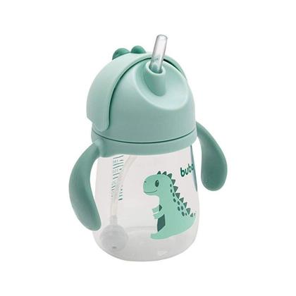 Imagem de Copo com Alça e Canudo Silicone Buba Dinossauro Verde 240ml