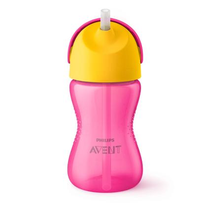 Imagem de Copo com canudo curvado 300ml rosa e amarelo - Philips Avent