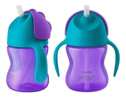 Imagem de Copo com Canudo Curvado Avent Dino Roxo/Azul 200ml SCF796/02