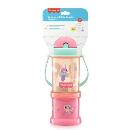 Imagem de Copo com canudo e porta snackacoplável Fisher Price rosa 300ml