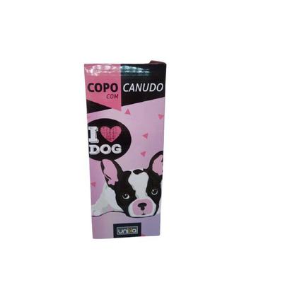 Copo Com Canudo I Love Dog 750ml Unika Imagem de Copo Com Canudo I Love Dog 750ml Unika