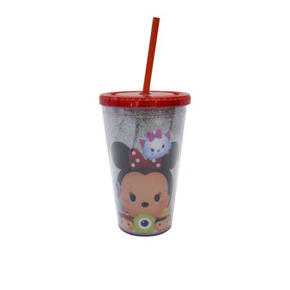 Imagem de Copo Com Canudo Vermelho Mickey E Minnie Tsum Tsum 450ml - Disney