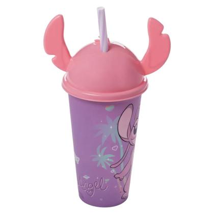 Imagem de Copo Com Tampa Ludica Angel 500 Ml Rosa Little e Stitch
