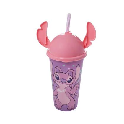 Imagem de Copo Com Tampa Ludica Angel 500 Ml Rosa Little e Stitch