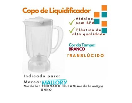 Imagem de Copo compatível com a marca mallory tornado mallory unno tampa branca translucido