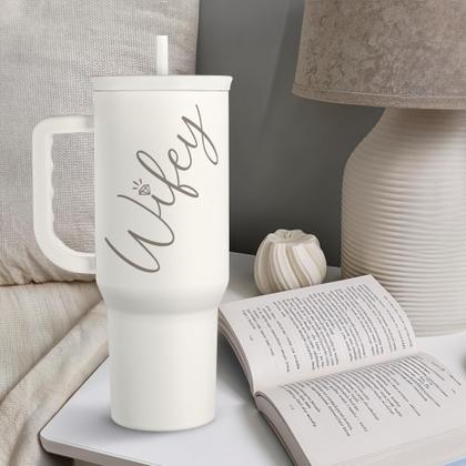 Imagem de Copo de aço inoxidável SANDJEST 40 oz Isolated Handle Straw