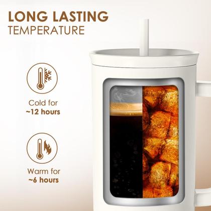 Imagem de Copo de aço inoxidável SANDJEST 40 oz Isolated Handle Straw