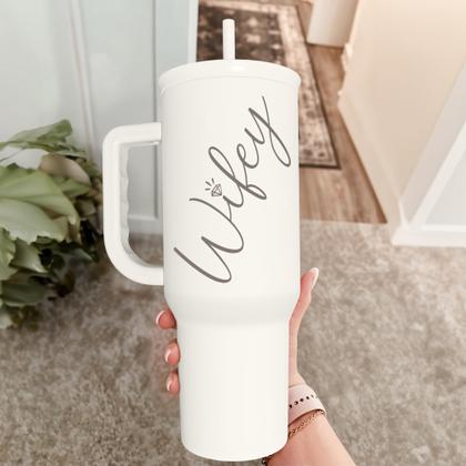 Imagem de Copo de aço inoxidável SANDJEST 40 oz Isolated Handle Straw