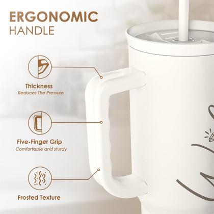 Imagem de Copo de aço inoxidável SANDJEST 40 oz Isolated Handle Straw