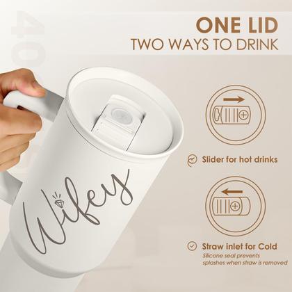 Imagem de Copo de aço inoxidável SANDJEST 40 oz Isolated Handle Straw