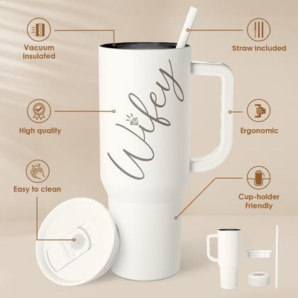 Imagem de Copo de aço inoxidável SANDJEST 40 oz Isolated Handle Straw