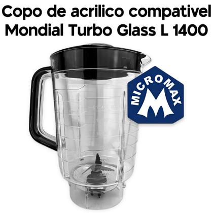 Imagem de Copo de Acrílico para Liquidificador Mondial Turbo Glass 1400 Tampa Preta