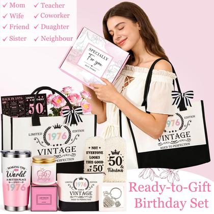 Imagem de Copo de Bebida Giftota Conjunto de Cesta de Presente para Aniversário de 50 Anos