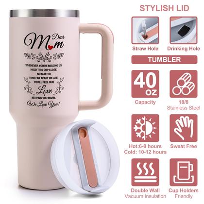 Imagem de Copo de bebida VoziSpace, copo de aniversário para mamãe de 40 onças com alça