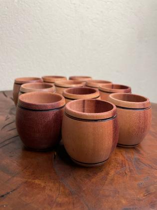 Imagem de Copo De Cachaça Shot Bebida Em Madeira Rústica Kit 10