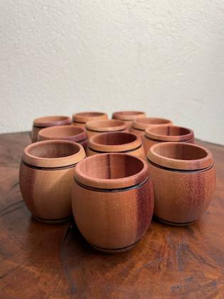 Imagem de Copo De Cachaça Shot Bebida Em Madeira Rústica Kit 10