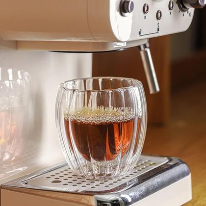 Imagem de Copo de Café Vidro Duplo 80ml 4 Peças Canelada Parede Dupla