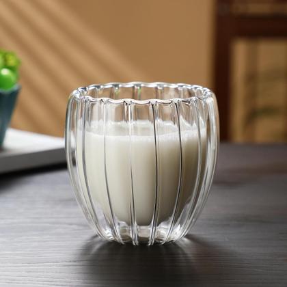 Imagem de Copo de Café Vidro Duplo 80ml 4 Peças Canelada Parede Dupla