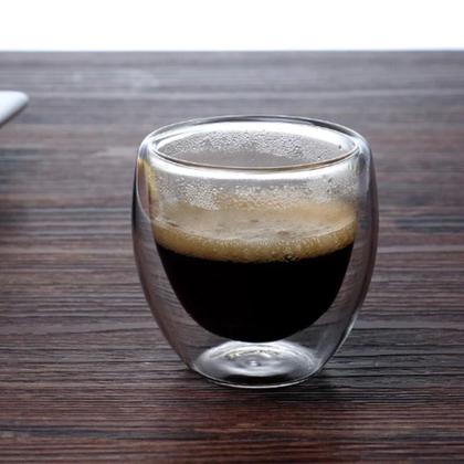 Imagem de Copo de café vidro parede dupla 80ml kit 2 unidades