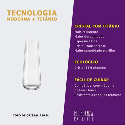 Imagem de Copo de Cristal Bohemia 250 ml Sandra 6 Peças