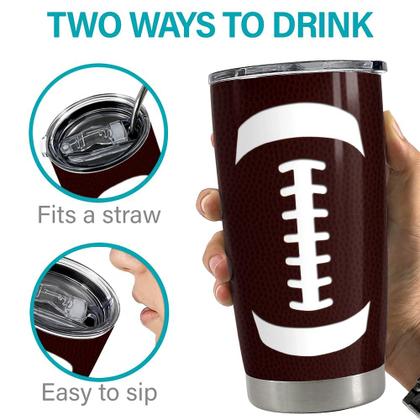Imagem de Copo de futebol de aço inoxidável SANDJEST de 20 onças, isolado