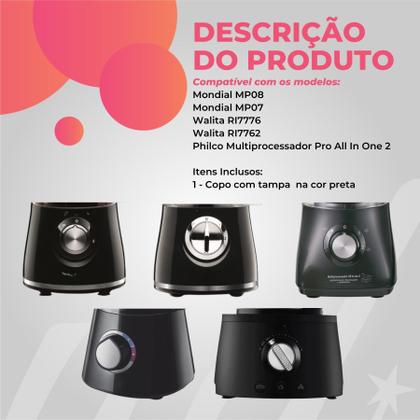 Imagem de Copo de liquidificador com tampa p/ walita liqfaz e liqstar