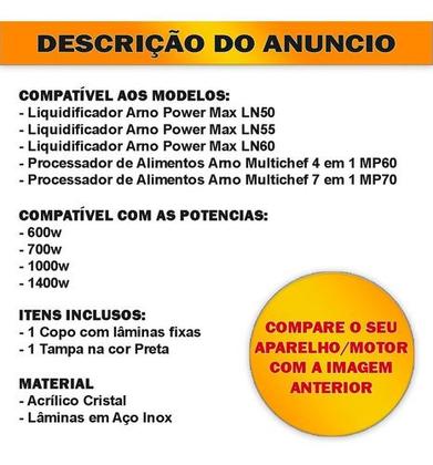 Imagem de Copo de Liquidificador Compatível Arno Power Max 700w 1000w Cristal Preto