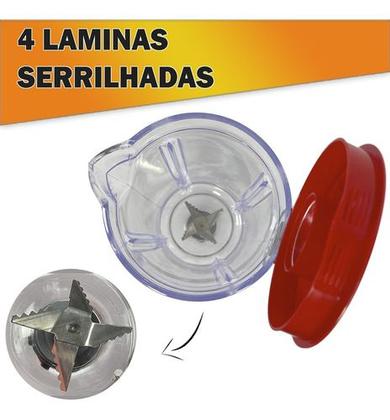 Imagem de Copo de Liquidificador Compatível Mondial Eletronic Inox Vermelho L74 Red