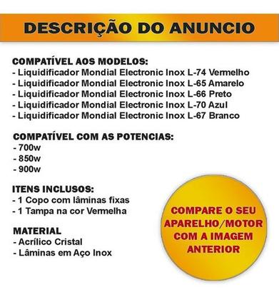 Imagem de Copo de Liquidificador Compatível Mondial Eletronic Inox Vermelho L74 Red