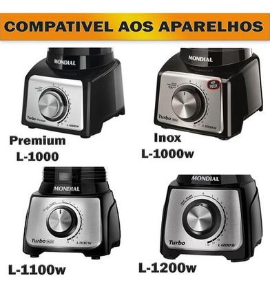 Imagem de Copo de Liquidificador Compatível Mondial Turbo Premium Inox L1000 L1100 Preto