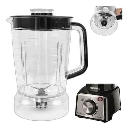 Copo de Liquidificador Compatível Mondial Turbo Premium Inox L1000 L1100 Preto