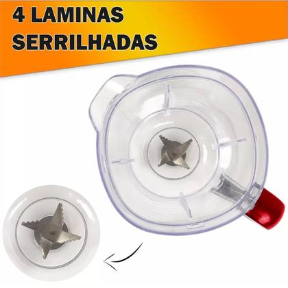 Imagem de Copo de Liquidificador Compatível Oster Power 1100 Full OLIQ605 Vermelho