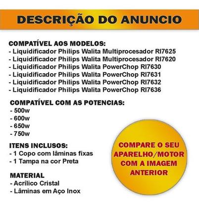 Imagem de Copo de Liquidificador Compatível Philips Walita Multiprocessador Ri7625 Power Chop Ri7630 Cristal Preto