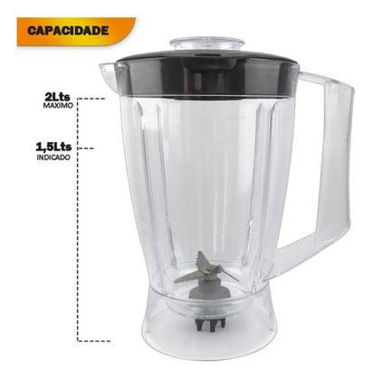 Imagem de Copo de Liquidificador Compatível Philips Walita Multiprocessador Ri7625 Power Chop Ri7630 Cristal Preto