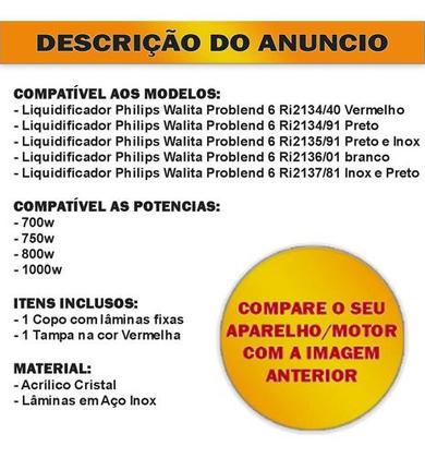 Imagem de Copo de Liquidificador Compatível Walita Philips Ri2134 Ri2135 Walita Problend RI2134 RI2035 Vermelho