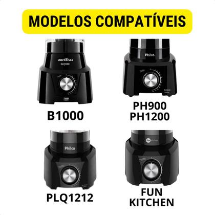 Imagem de Copo de Liquidificador PHILCO PH900 PH1200 PLQ1212 B1000 Preto Funkitchen Resistente
