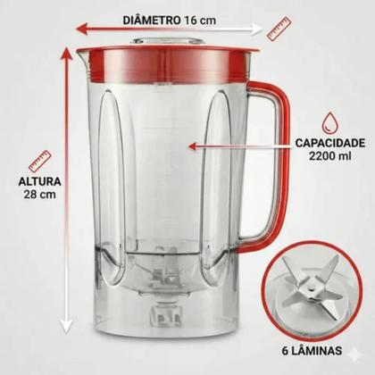 Imagem de Copo de liquidificador philco pmp1600 vermelho