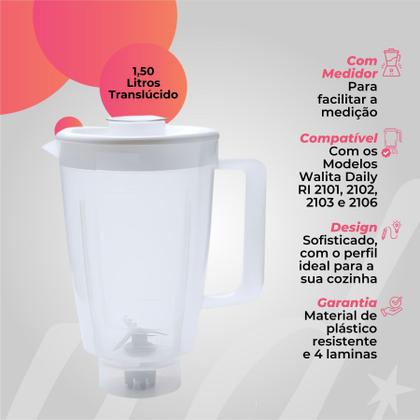 Imagem de Copo de liquidificador walita daily ri 2101/2102/2103 transl