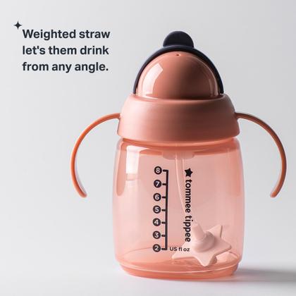 Imagem de Copo de palha Tommee Tippee Starter 300 ml ou mais com alças rosa, pacote com 2 unidades