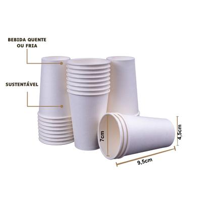 Imagem de Copo de papel liso 180 ml biodegradavel descartável 100 unidades