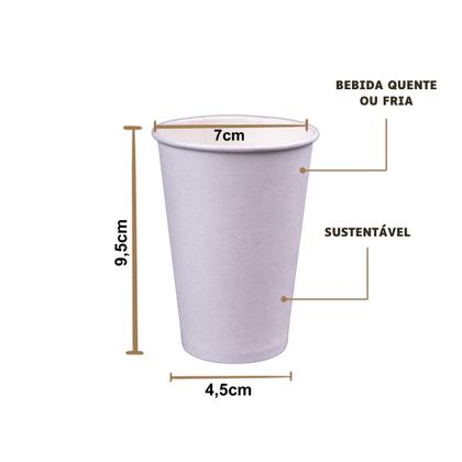 Imagem de Copo de papel liso 180 ml biodegradavel descartável 100 unidades