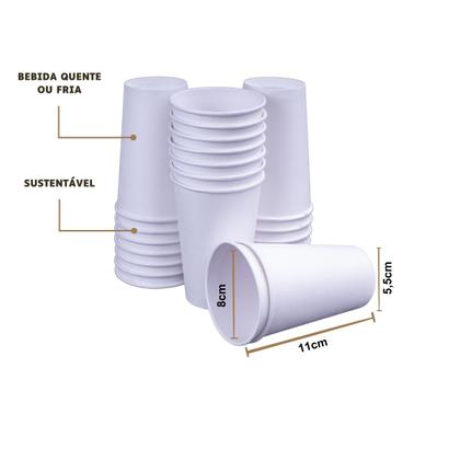 Imagem de Copo de papel liso 300 ml biodegradavel descartável 100 unidades