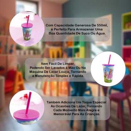 Imagem de Copo de Plástico 550ml para Crianças  Tema Love Princesa