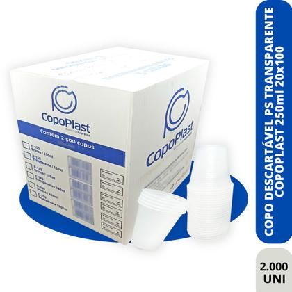 Imagem de Copo de Plástico Descartável PS 250ml Pacote com 2.000 Unidades