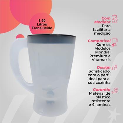 Imagem de Copo de plastico resistente para liquidificador mundial 1,5l