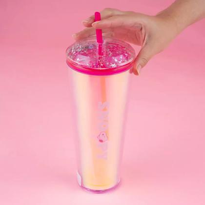 Imagem de Copo de Plástico Snoopy Miniso Canudo Parede Dupla 800ml